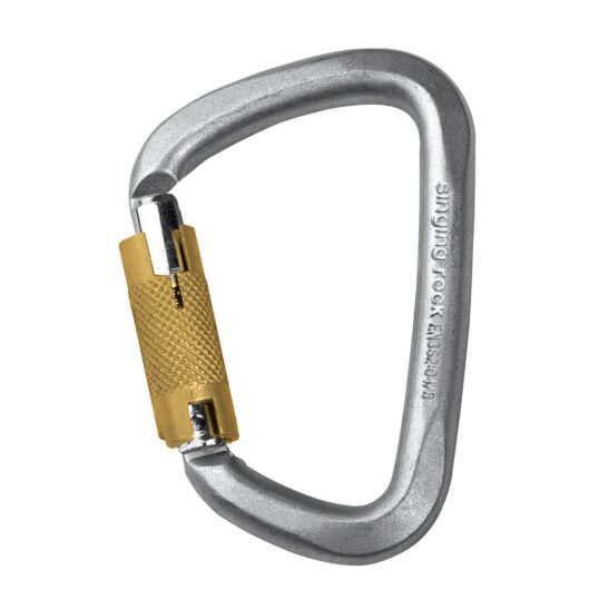 KARABINEK STALOWY D STEEL CONNECTOR TRIPLE LOCK (silver)